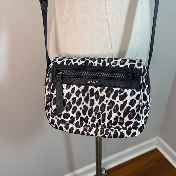 Dkny Handbags - DKNY Bag Purse Crossbody Black Brown Animal Print